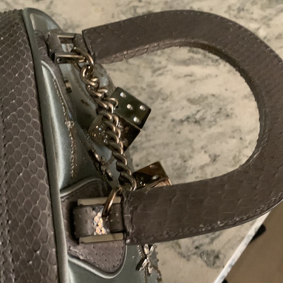 DIOR VINTAGE CRYSTAL PYTHON TRIMMED SATIN GAMBLER BAG, Limited Edition #0122 - Picture 9 of 12